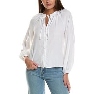 BELLA DAHL NWT Women’s Full Sleeve Raglan Shirt In White-Size Medium